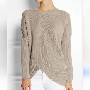 STYLEWE Wool blend Asymetrical crew neck sweater. Tan. Size M